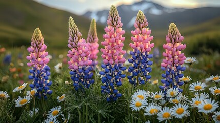 Obraz premium Vibrant Pastel Meadow Filled with Colorful Flowers