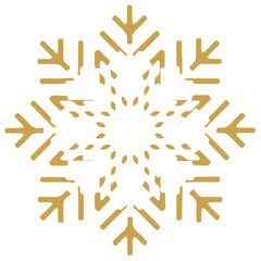 Snowflake golden white shape lines winter season decoration illustration