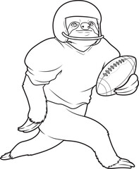 Sloth American Football Sports Animal Vector Graphic Art Illustration