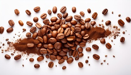 Obraz premium Explosión de granos de café arabica tostados