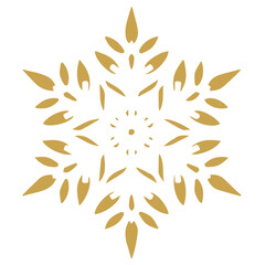 Snowflake golden white shape lines winter season decoration illustration