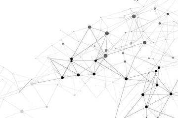 A monochrome geometric nodes network illustrating abstraction and simplicity with light gray background for a minimalist feel.