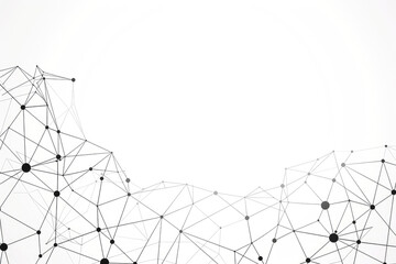 Obraz premium Black and white geometric shapes interconnected in abstract form, symbolizing unity and balance with vast negative space.
