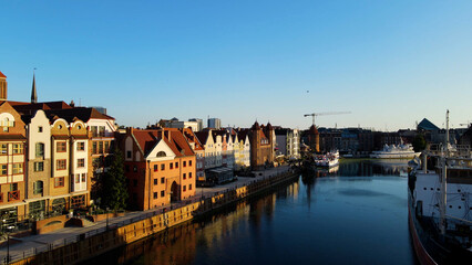 Fototapeta premium city ​​European ancient architecture port city aerial photography Gdansk Poland
