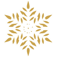 Snowflake golden white shape lines winter season decoration illustration