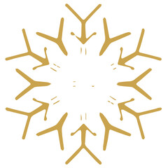 Snowflake golden white shape lines winter season decoration illustration