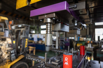 Sheet Metal Stamping Tool Die for Automotive Precision Parts on The Numerical Control Milling Machine Table. Tandem Stamping System. At a High Quality Technology Factory.