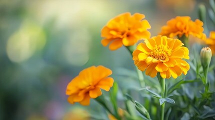 Fototapeta premium Vibrant Yellow Flowers in Bloom: A Close-Up Macro Photography