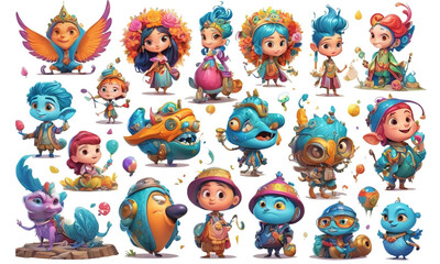 Amazing cartoon character, vibrant and creative, isolated on white.