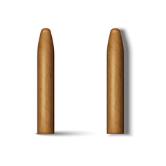 Realistic cigars isolated on a white background in 3d vector clipart illustration, detailed textures and classic brown tones, ideal for tobacco-themed designs, packaging, and vintage-inspired.