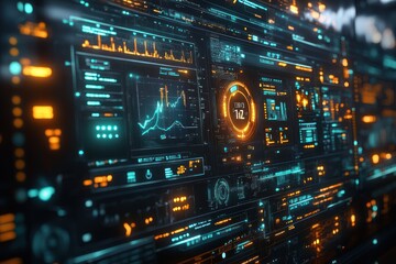 Obraz premium Futuristic Digital Interface with Glowing Data