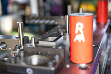 Sheet Metal Stamping Tool Die for Automotive Precision Parts on The Numerical Control Milling Machine Table. Tandem Stamping System. At a High Quality Technology Factory.