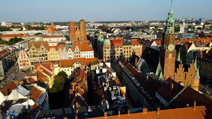 view city from the height of modern wish development architecture Europe Wroclaw Poland