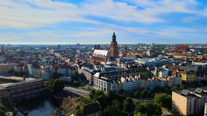 Obraz premium city Europe beautiful top view aerial photography of Wroclaw Poland