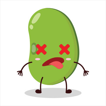 cute fainted expression of mung bean  character