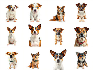 Naklejka premium Adorable Puppy Portrait Collection Featuring Various Breeds With a Focus on Cuteness and Expression for Pet Lovers