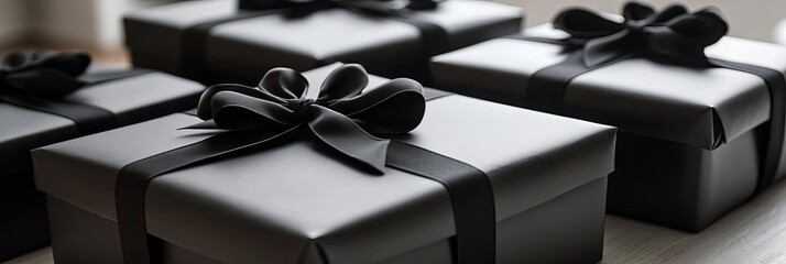 Elegant Black Gift Boxes with Ribbons - Luxury Gift Wrapping Ideas