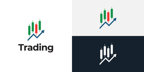 Trading candlestick logo icon template.