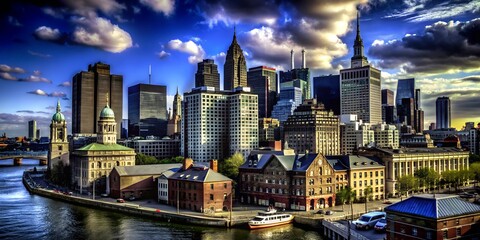 city, landscape, view, travel, sky, building, mountain, panorama, skyline, night, village, urban, cloud