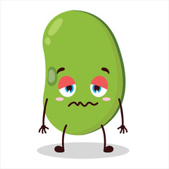 cute grumpy expression of mung bean  character
