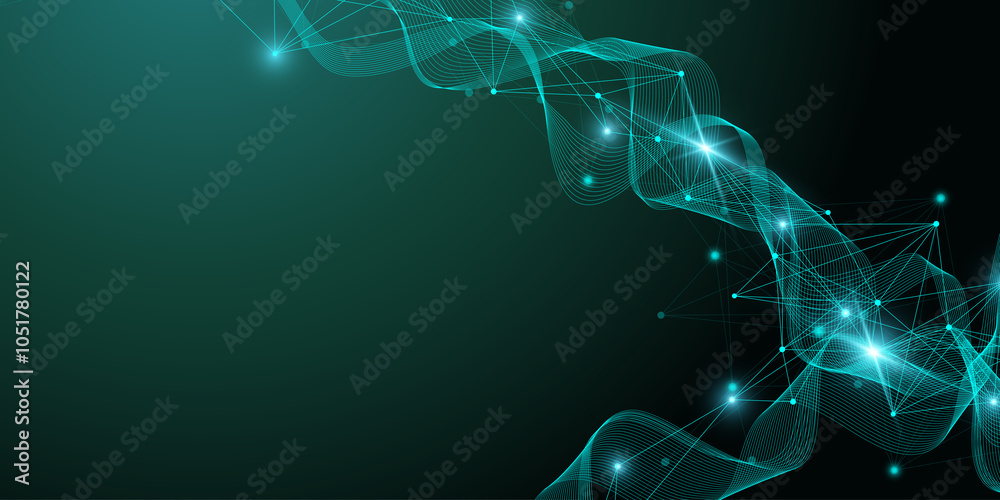 Poster Global network connection banner design template. Header social network communication in the global business concept. Big data visualization. Internet technology