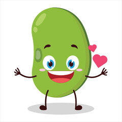 cute fall in love expression of mung bean  character