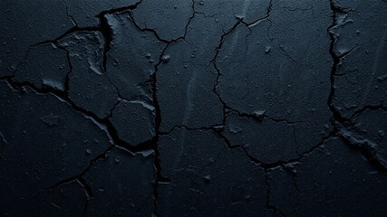 Obraz premium Abstract Texture of a Cracked Dark Surface with Rough, Uneven Lines and a Deep, Dramatic Blue Hue