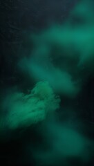 Obraz premium Subtle green fog with texture on a deep black background