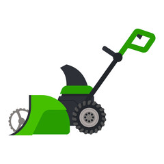 Snow blower battery powered vector cartoon illustration isolated on a white background.