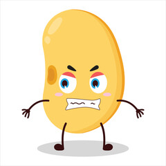 cute angry expression of soy bean character