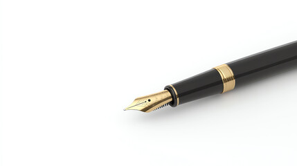 Naklejka premium Elegant Black and Gold Fountain Pen on White Background