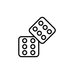 Dice outline icons, minimalist vector illustration ,simple transparent graphic element .Isolated on white background