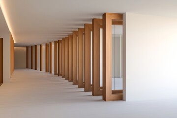White Wall in Open-Plan Office with Glass Walls and Wooden Conference Room