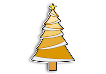 Fototapeta premium Árbol de navidad dorado con guirnalda blanca y estrella