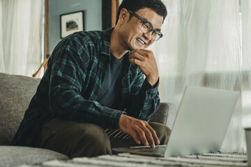 asian man work using computer hand typing laptop keyboard contact us.student study learning education online.adult professional people chatting search at office.concept for technology device business