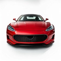 Fototapeta premium A vibrant unbranded red sports car displayed on a white background, perfect for automotive marketing, promotional materials, and design showcases