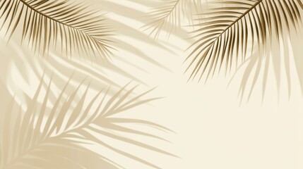 Obraz premium Abstract background of palm leaves shadows on a beige background.