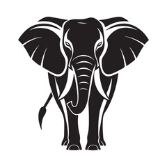  Elephant with Trunk Raised Silhouette
