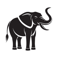  Elephant with Trunk Raised Silhouette