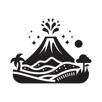 black volcano erupting landscape scene clip art preview