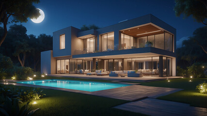 Fototapeta premium pool in night
