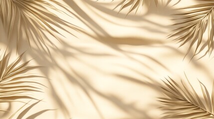 Obraz premium Palm leaves cast shadows on a beige background.