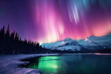 Aurora landscape panoramic outdoors.
