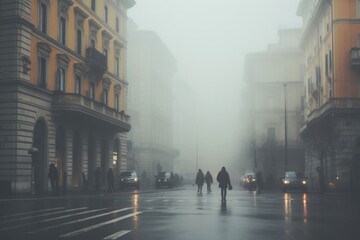 Fototapeta premium A foggy day outdoors vehicle city.