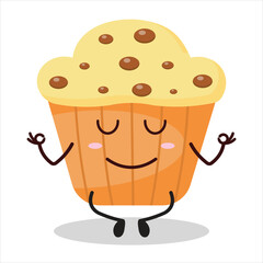 cute yoga expression of muffin character