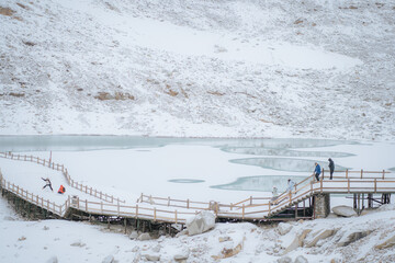 Scenic skyline landscape snow mountain view of Dagu Glacier National park.Dagu Pingchuan...