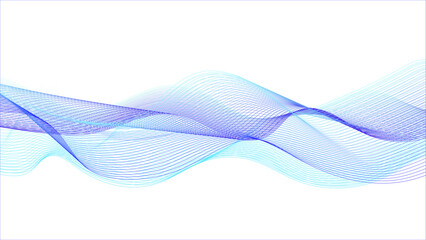 Seamless Blue Wave Pattern. Dynamic Flowing Background. Curves Lines On White Modern Background Design.