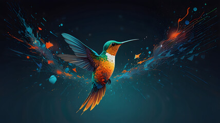 Hummingbirds, tiny avian jewels, dart among vibrant flowers, their wings a blur as they sip nectar with delicate beaks