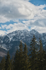 Snow-covered mountain peaks in the Tatra Mountains in Poland