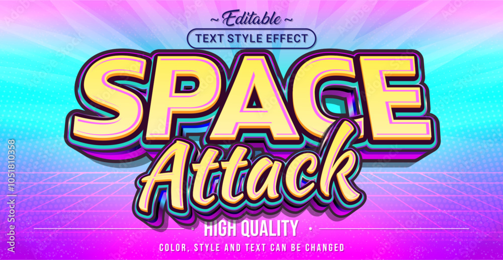 Poster Editable text style effect - Space Attack text style theme.